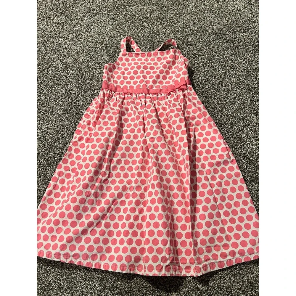 Kk37 Gymboree girls size 10 pink polkadot dress beach vacation sundress